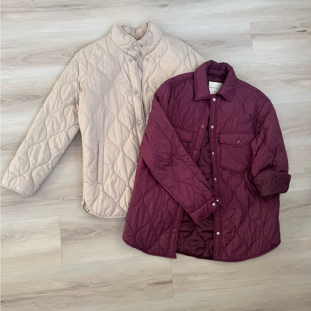 Bagatelle Quilted Jacket Set in Cream and Purple